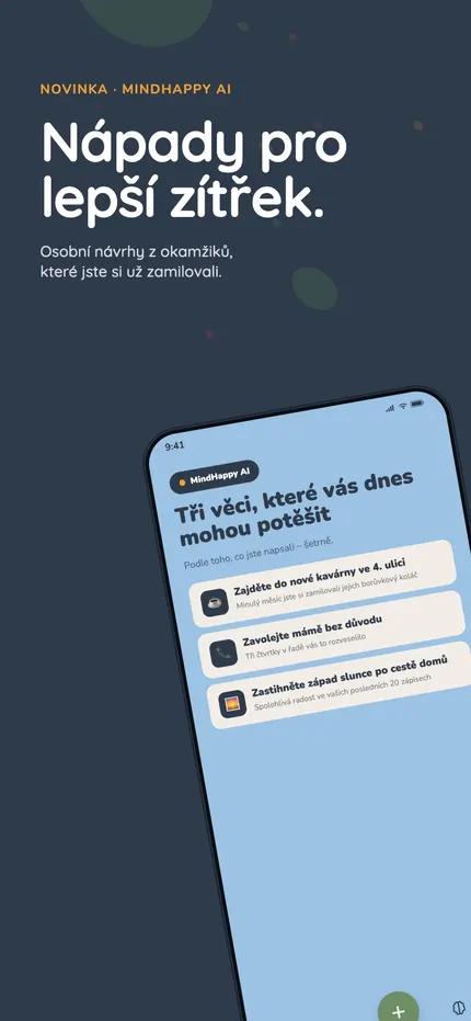 Ohlédnutí v MindHappy shrnující vzorce z posledních záznamů