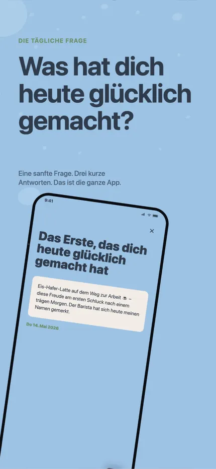 Einen Eintrag in MindHappy schreiben: drei kurze Zeilen über den Tag