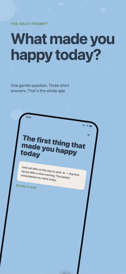 Writing an entry in MindHappy: three short lines about the day