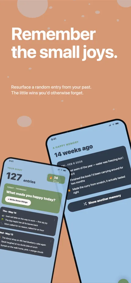 An On This Day memory in MindHappy, showing an entry from a year ago