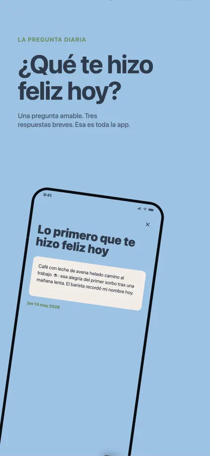 Escribir una anotación en MindHappy: tres líneas cortas sobre el día