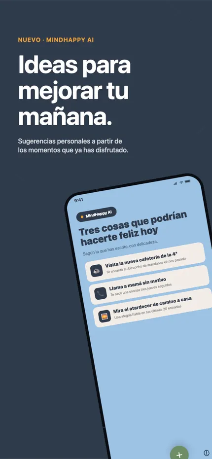 Un Repaso en MindHappy que resume patrones de las anotaciones recientes