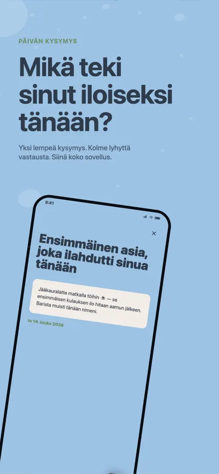 Merkinnän kirjoittaminen MindHappyssa: kolme lyhyttä riviä päivästä