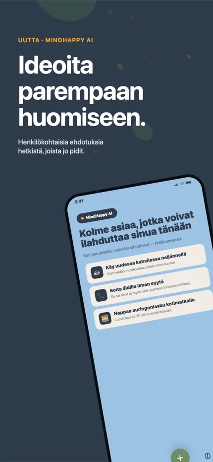 Katsaus MindHappyssa, joka kokoaa viime merkintöjen kuviot