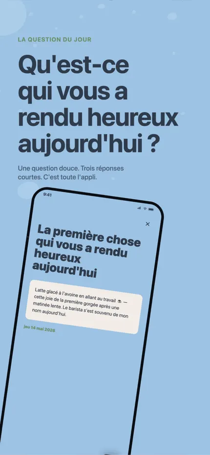 Écrire une note dans MindHappy : trois courtes lignes sur la journée