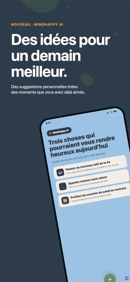 Une Rétrospective dans MindHappy résumant les tendances des notes récentes