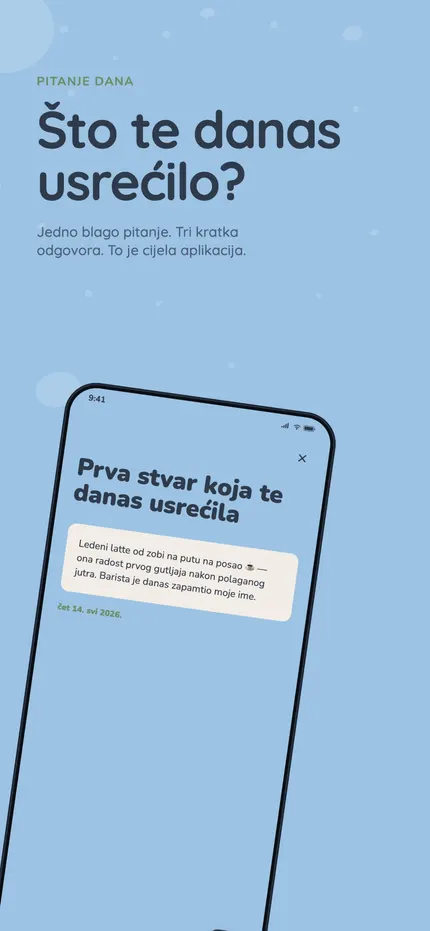 Pisanje zapisa u MindHappyju: tri kratka retka o danu