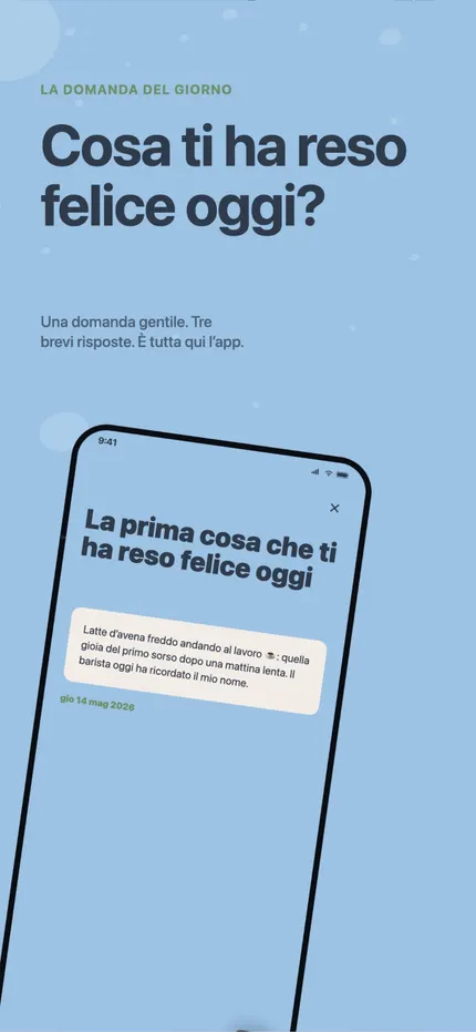 Scrivere un'annotazione in MindHappy: tre righe brevi sulla giornata