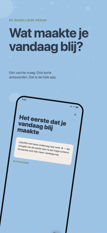 Een notitie schrijven in MindHappy: drie korte regels over de dag