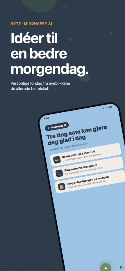 Et Tilbakeblikk i MindHappy som oppsummerer mønstre i de siste notatene