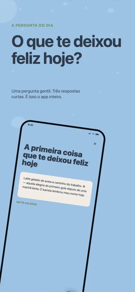 Escrevendo um registro no MindHappy: três linhas curtas sobre o dia