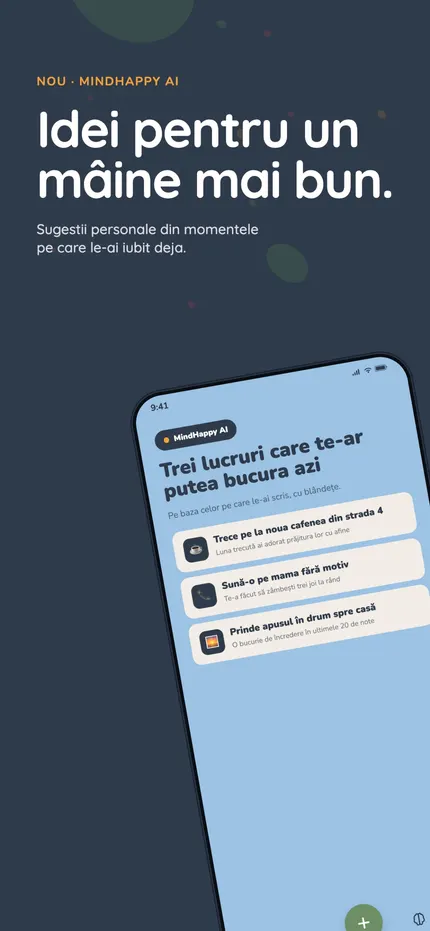 O Retrospectivă în MindHappy care rezumă tipare din însemnările recente