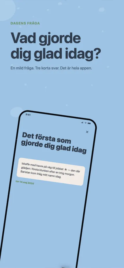 Att skriva en anteckning i MindHappy: tre korta rader om dagen