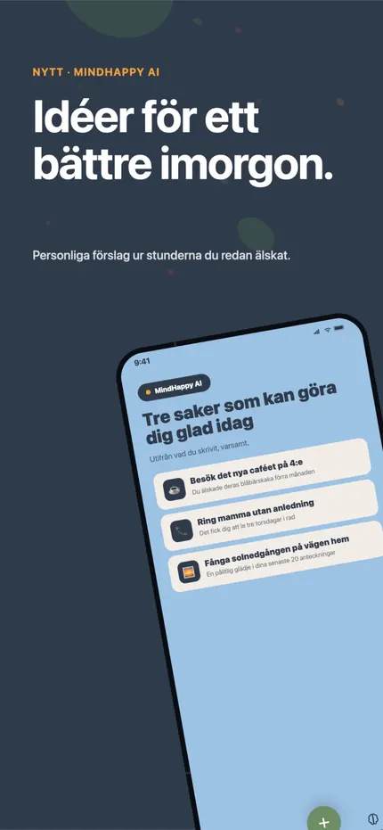 En Återblick i MindHappy som sammanfattar mönster i de senaste anteckningarna