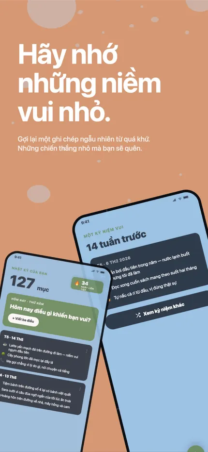 Kỷ niệm «Ngày này năm xưa» trong MindHappy, với ghi chép từ một năm trước